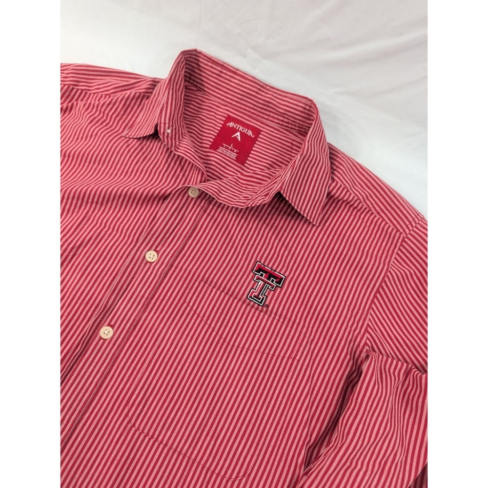 Antigua Texas Tech Raiders Long Sleeve Plaid Button Down Men's L Red/White Shirt